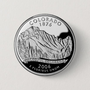 Faux Colorado State Quarter Rocky Mountains Trebes Ronde Button 5,7 Cm