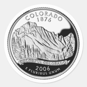 Faux Colorado State Quarter Rocky Mountains Trebes Ronde Sticker