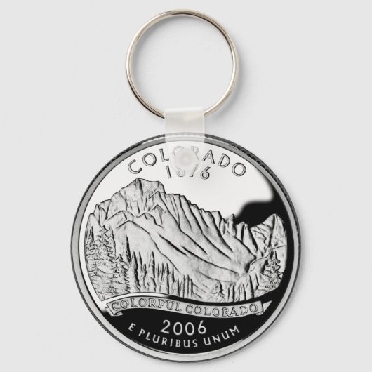 Faux Colorado State Quarter Rocky Mountains Trebes Sleutelhanger (Voorkant)