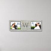 Faux Concrete 2 Foto Monogrammed Bruiloft Keepsake Canvas Afdruk (Voorkant)