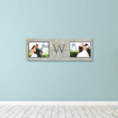 Faux Concrete 2 Foto Monogrammed Bruiloft Keepsake Canvas Afdruk (Insitu (Houten vloer))