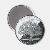 Faux Connecticut State Quarter Charter Eak Tree Magneet (Voorkant / Achterkant)