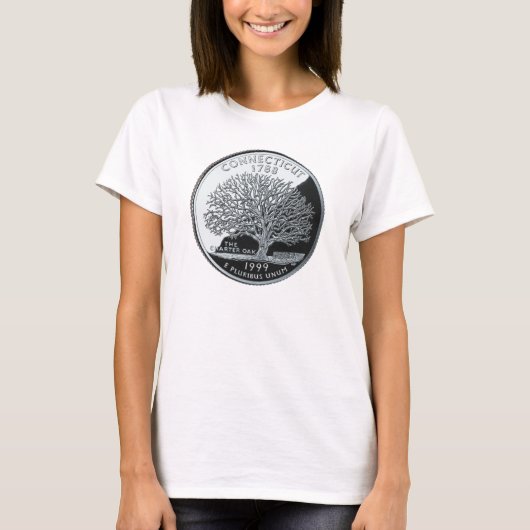 Faux Connecticut State Quarter Charter Eak Tree T-shirt (Voorkant)