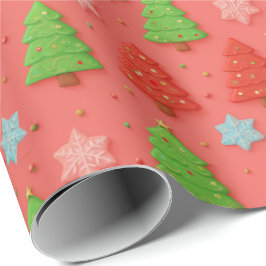 Faux Cookies in Clay Red Christmas Gift Wrap Cadeaupapier