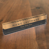 Faux Copper Bronze Black Elegant modern Naambordje (Zijkant)