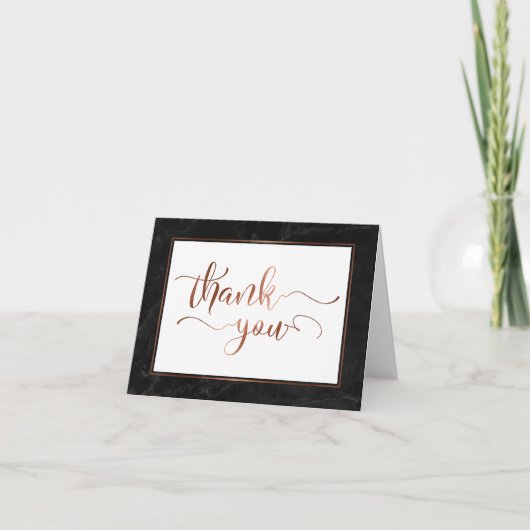 Faux Copper Foil Script Hartelijk dank & Black Mar Bedankkaart (Voorkant)