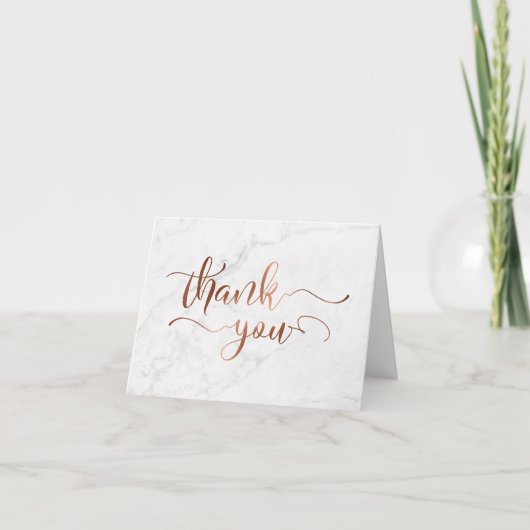 Faux Copper Foil Script Hartelijk dank & Witte Mar Bedankkaart (Voorkant)