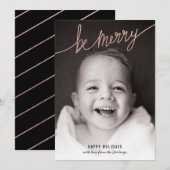 Faux Copper Foil Script Holiday-fotokaart Feestdagenkaart (Voorkant / Achterkant)