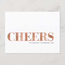 Faux Copper Folie Cheers Nieuwjaar Briefkaart