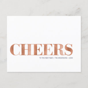 Faux Copper Folie Cheers Nieuwjaar Briefkaart