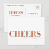 Faux Copper Folie Cheers Nieuwjaar Briefkaart (Voorkant / Achterkant)