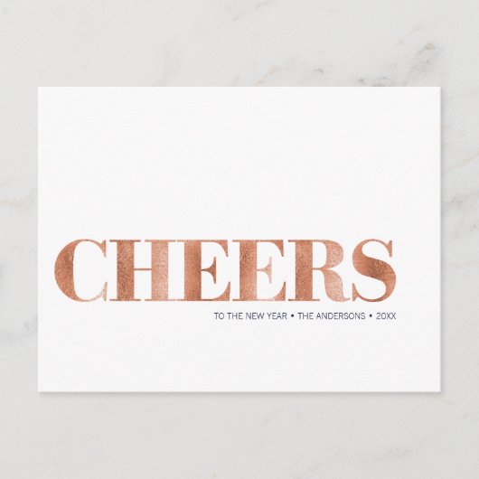 Faux Copper Folie Cheers Nieuwjaar Briefkaart (Voorkant)