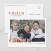 Faux Copper Folie Cheers Nieuwjaar Foto Briefkaart (Voorkant / Achterkant)