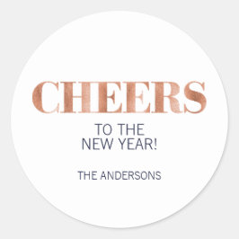 Faux Copper Folie Cheers Nieuwjaar Sticker