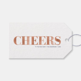 Faux Copper Folie Cheers Nieuwjaarscadeau Label Cadeaulabel
