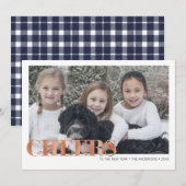 Faux Copper Folie Cheers Nieuwjaarsfotokaart Feestdagenkaart (Voorkant / Achterkant)