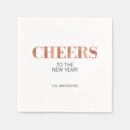 Faux Copper Folie Cheers Nieuwjaarspapier Napkin Servet
