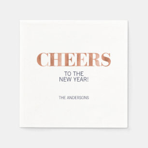 Faux Copper Folie Cheers Nieuwjaarspapier Napkin Servet