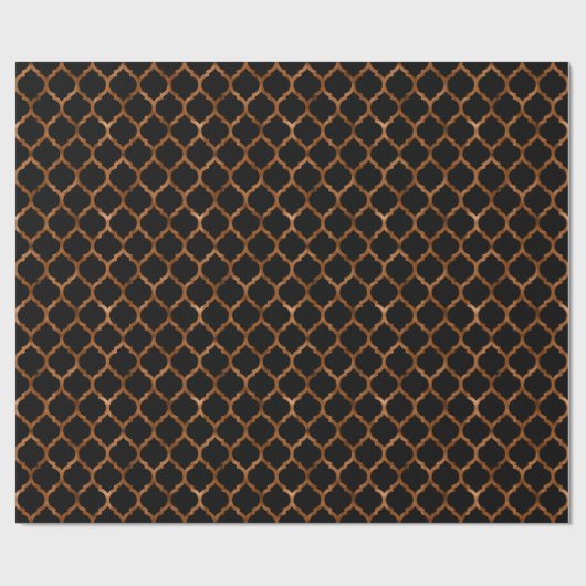 Faux Copper Folie en zwarte Quatrefoil Cadeaupapier (Vlak)
