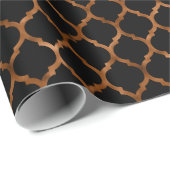 Faux Copper Folie en zwarte Quatrefoil Cadeaupapier (Rol Hoek)