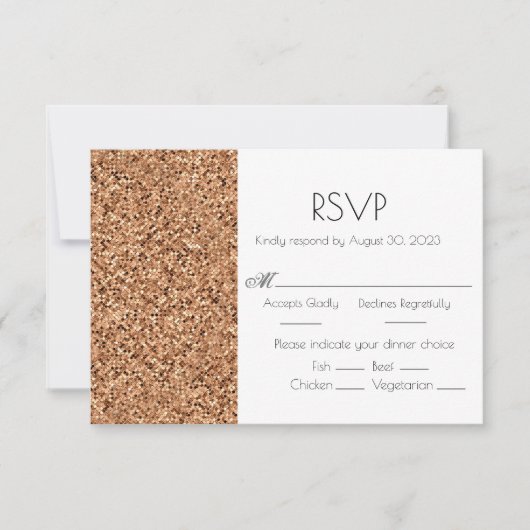 Faux Copper Glitter Wedding RSVP-kaart RSVP Kaartje (Voorkant)