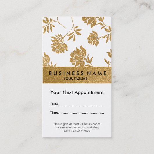 Faux Copper Gold Foil Florals Afsprakenkaartje (Voorkant)