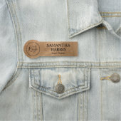 Faux Copper Gold Foil Your Logo Black Text Naamplaatje (In situ)