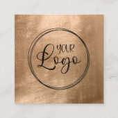 Faux Copper Gold Foil Your Logo Black Vierkante Visitekaartje (Voorkant)