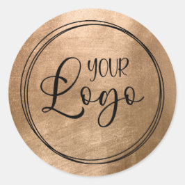 Faux Copper Gold Foil Your Logo Ronde Sticker