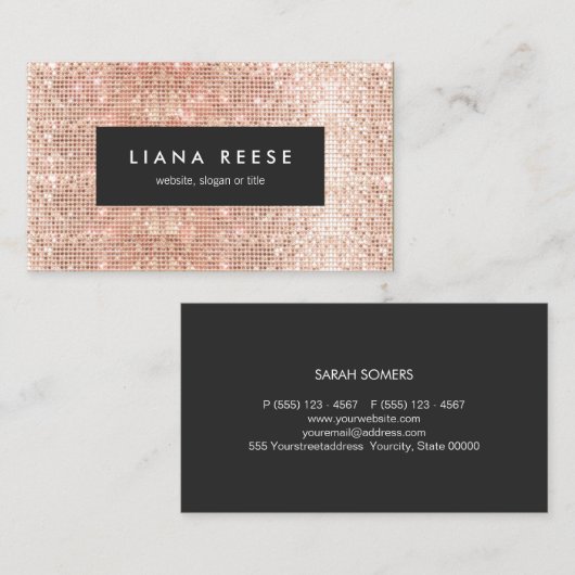 FAUX Copper Gold Sequins Beauty Salon Visitekaartje (Voorkant / Achterkant)