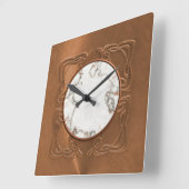 Faux Copper Marble Art Deco Gatsby Style Clock Vierkante Klok (Hoek)