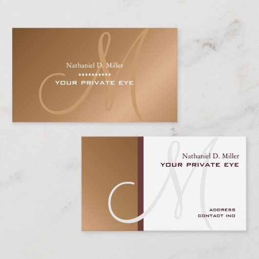 Faux Copper Monogram Visitekaartje (Voorkant / Achterkant)