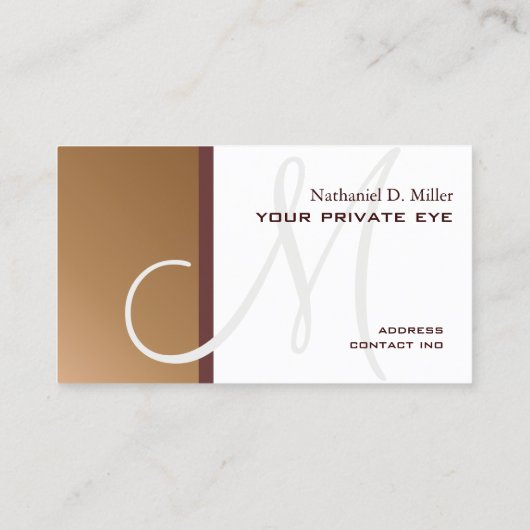 Faux Copper Monogram Visitekaartje (Achterkant)