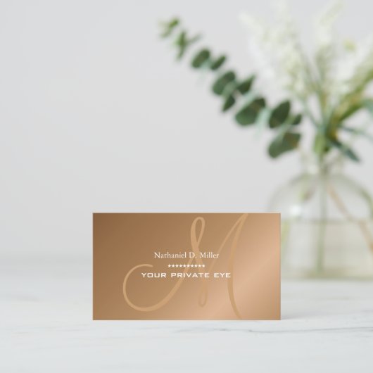 Faux Copper Monogram Visitekaartje (Staand voorkant)