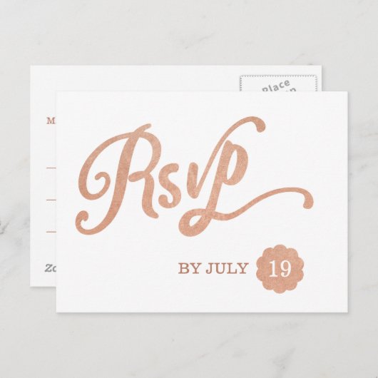 Faux Copper RSVP Uitnodiging Briefkaart (Voorkant / Achterkant)