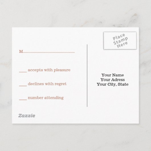 Faux Copper RSVP Uitnodiging Briefkaart (Achterkant)