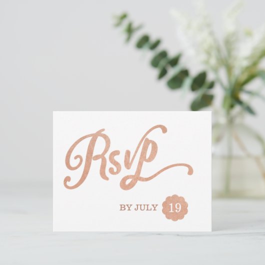 Faux Copper RSVP Uitnodiging Briefkaart (Staand voorkant)