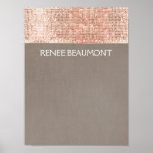 Faux Copper Sequins op Taupe Linen Poster (Voorkant)