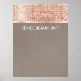 Faux Copper Sequins op Taupe Linen Poster
