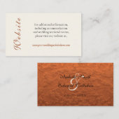 Faux Copper Texture Cream Wedding Website Informatiekaartje (Voorkant / Achterkant)
