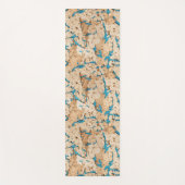 Faux Cork met Blauwe Turquoise Marmer Inserts Yogamat (Voorkant)