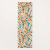 Faux Cork met Blauwe Turquoise Marmer Inserts Yogamat (Achterkant)