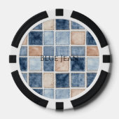 Faux Cream Denim Blue Jean Glitter Poker Chips (Voorkant)