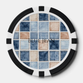 Faux Cream Denim Blue Jean Glitter Poker Chips