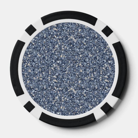 Faux Cream Denim Blue Jean Glitter Poker Chips (Achterkant)