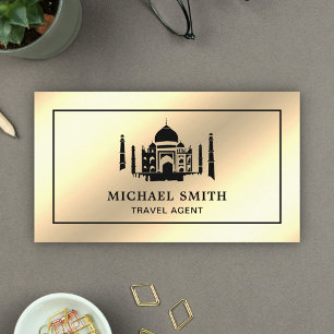 Faux Cream Gold Foil Taj Mahal Travel Agent Visitekaartje