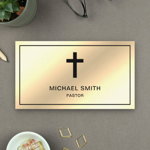 Faux Cream Gold Folie Jesus Christ Cross Pastor Visitekaartje