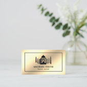 Faux Cream Gold Folie Taj Mahal Reisagent Visitekaartje (Staand voorkant)