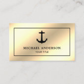 Faux Cream Gold Folie Zwart Nautisch Anker Visitekaartje (Voorkant)