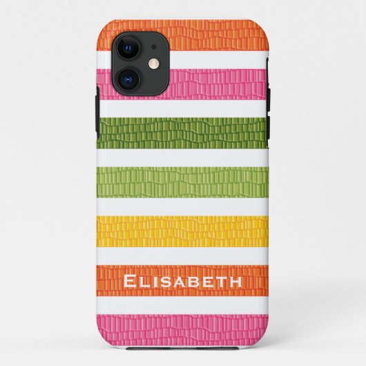 Faux Croc Multi Stripe Case-Mate iPhone Case (Achterkant)